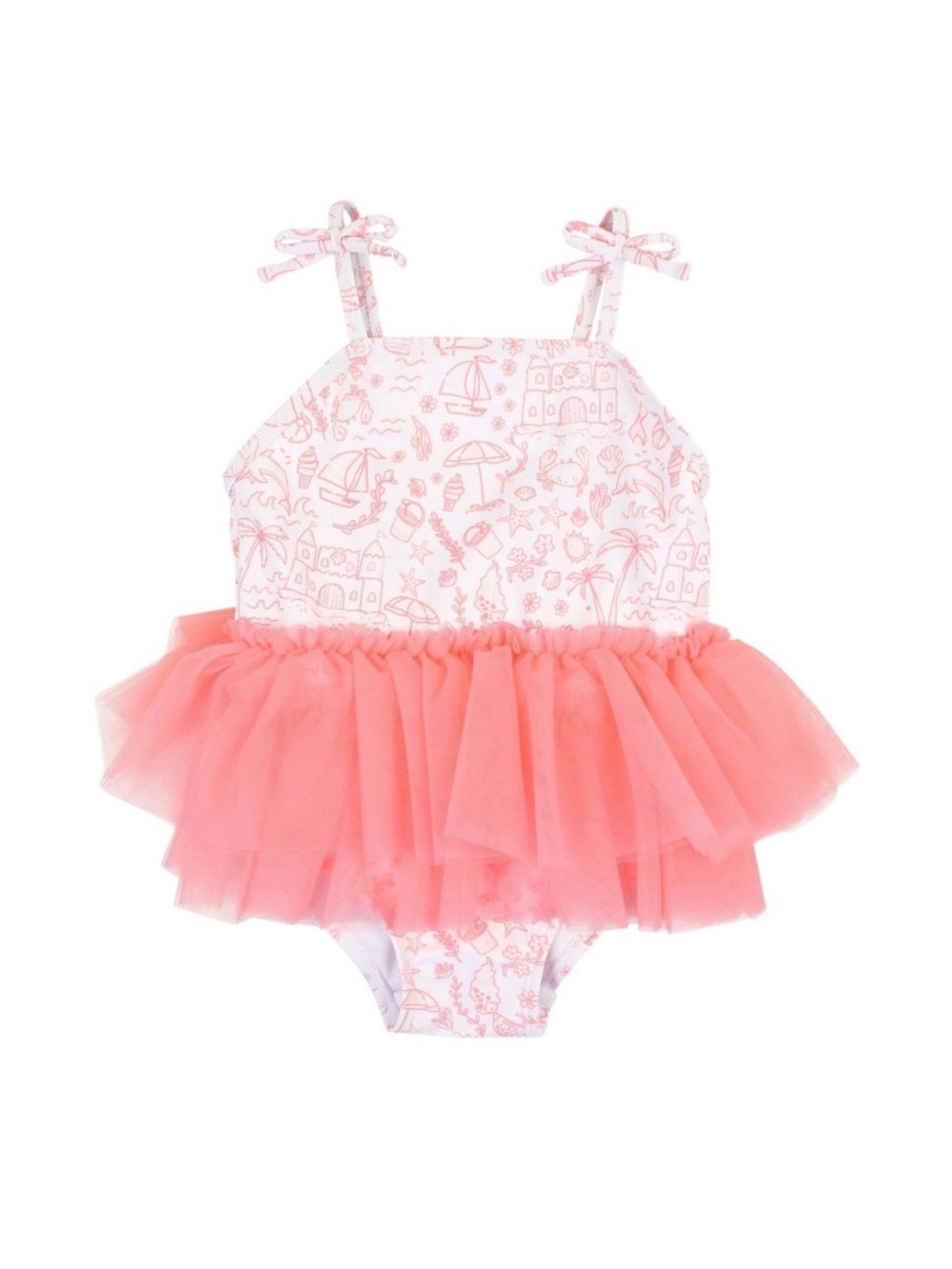 Ruffle Butts Girls Tulle One Piece Seaside Size 4T